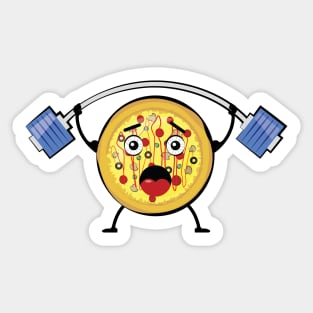 Weightlifter Pizza - Funny Character Illustration Sticker